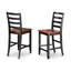 Ensemble de table de salle à manger 7 pièces à hauteur de comptoir comprenant une table de pub carrée avec piédestal et 6 chaises de salle à manger, 54 x 54 po, noir et cerise-129910325-129910326-129910327