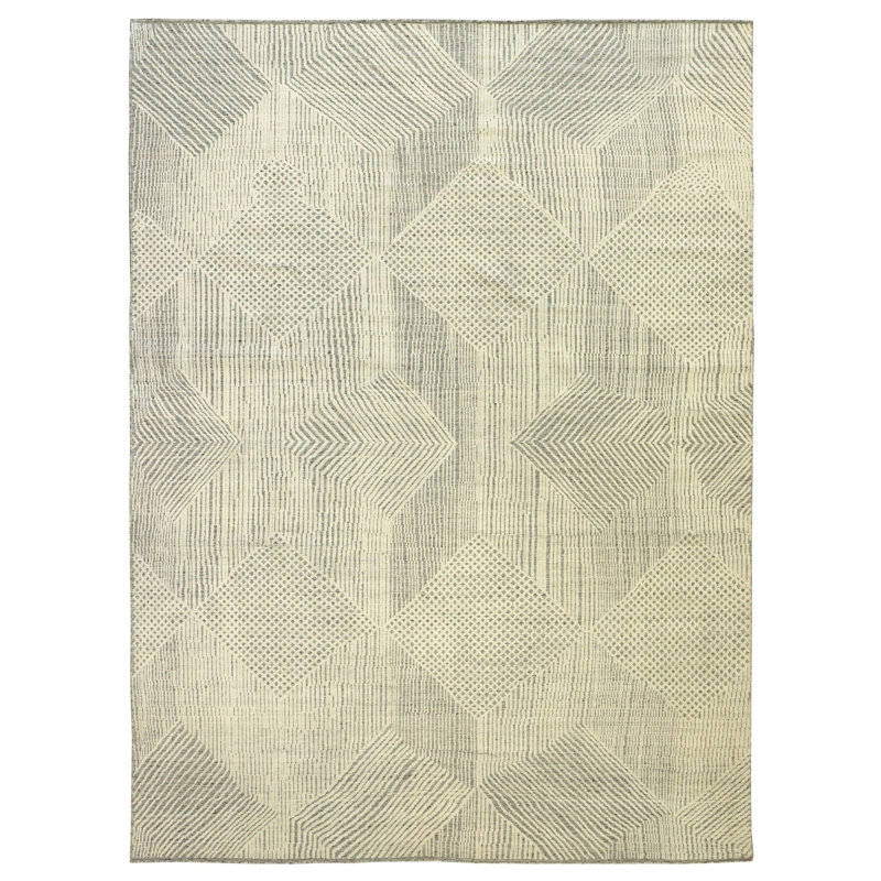 Tapis ivoire / gris unique 10 pi 2 po x 13 pi 11 po Tangier