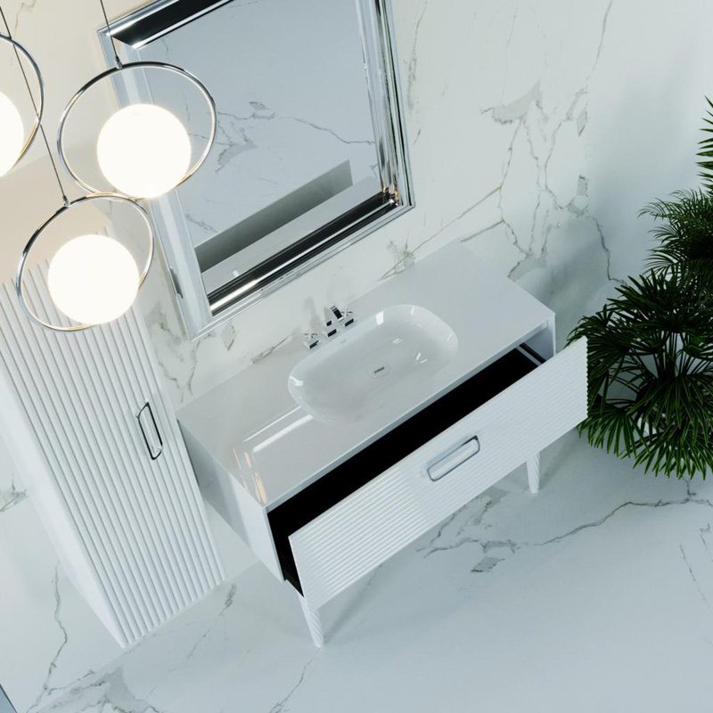 Meuble-lavabo 40 pouces Linea, Blanc, Chrome