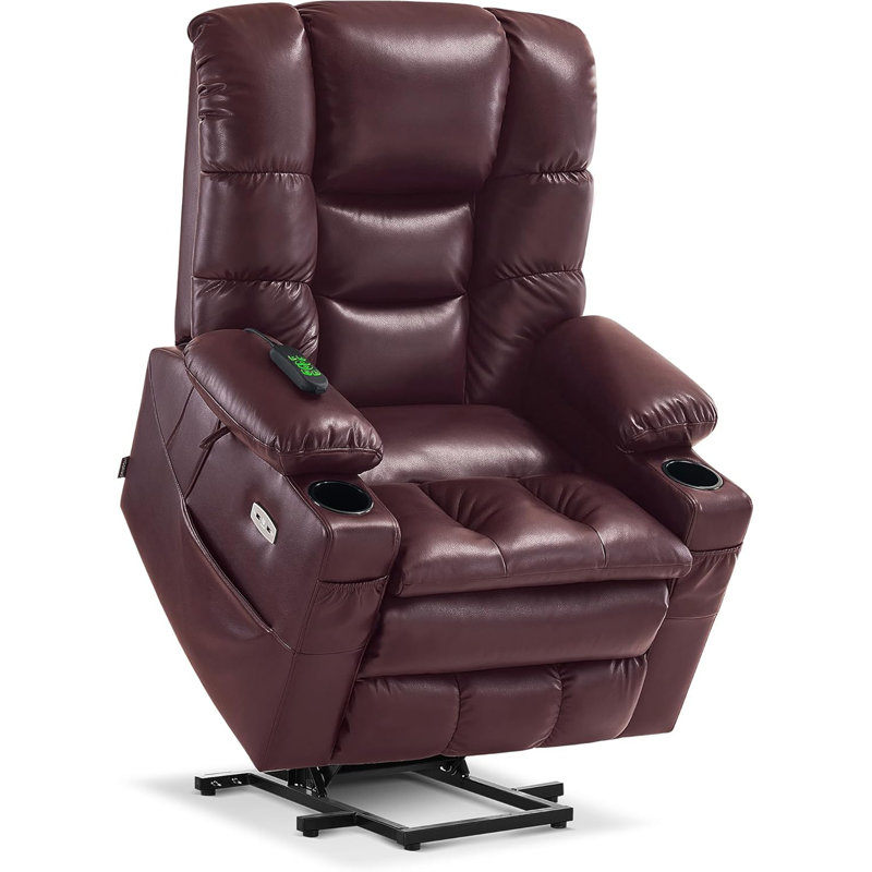 Platz Dual Motor Power Recliner Lift Chair with Massage and Dual Heating, Adjustable Headrest, Faux Leather