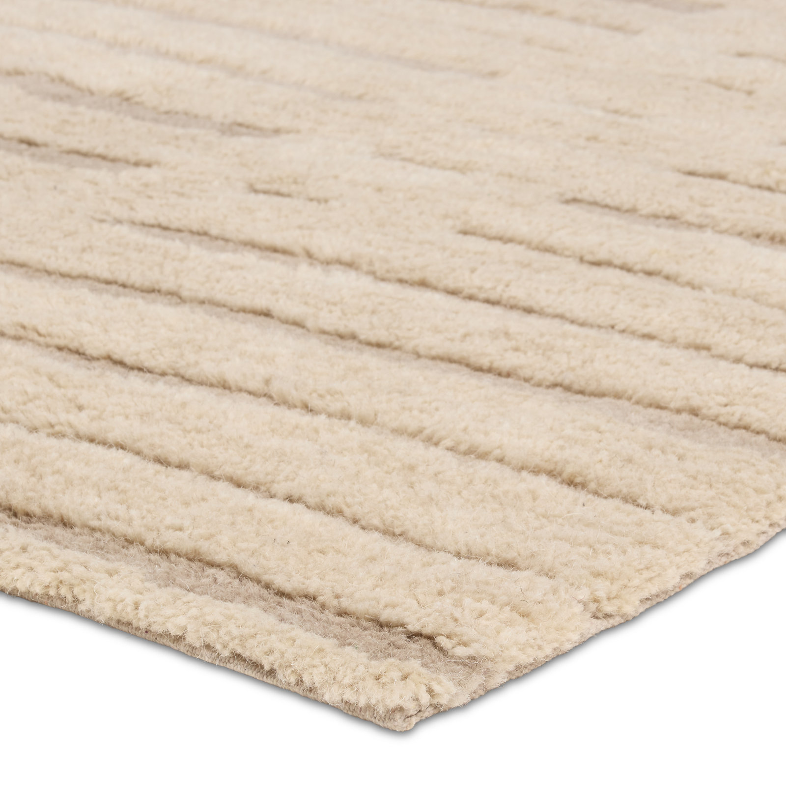 Handtufted Washable Wool Blend Tribal Tan Area Rug, Rectangle 9'6" x 13'6"