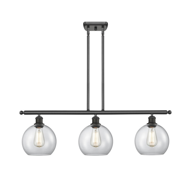 Hamida 3 - Light Kitchen Island Pendant, Matte Black, Clear, LED
