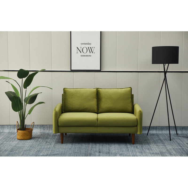 Emteas 57.3'' Velvet Loveseat, Army Green Velvet