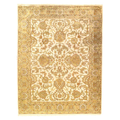 Beige Colour fine Hand knotted Tabriz 9'2"X 12;2"