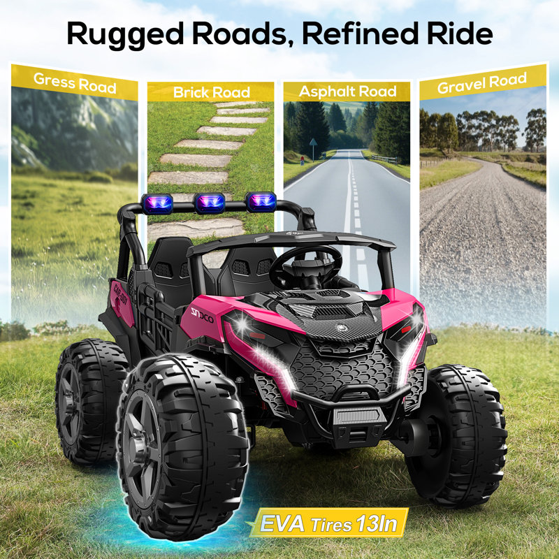 Voiture DEARAUTO 24V 2 places Ride on UTV, 4 roues motrices, 800 W, moteurs 4 x 200 W, 4 roues EVA électriques, pneus EVA, 5,1 Mph, voiture électrique pour enfant avec télécommande, 24 volts pour enfants âgés de 3 à 8 ans