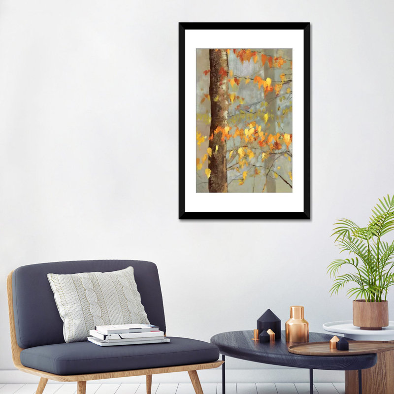 « golden branches i », impression sur toile, Papier d'art encadré noir, Blanc, H 32 po x l 24 po x P 1 po