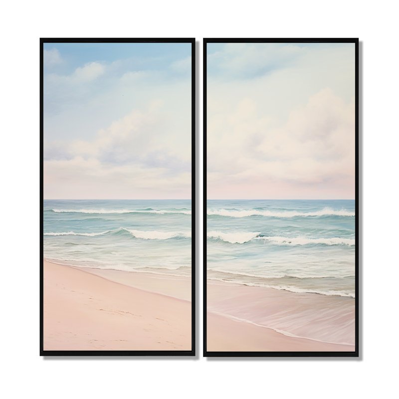 Radke - Grande plage côtière, art mural, 40" H x 40" W, Black, Impression encadrée flottante
