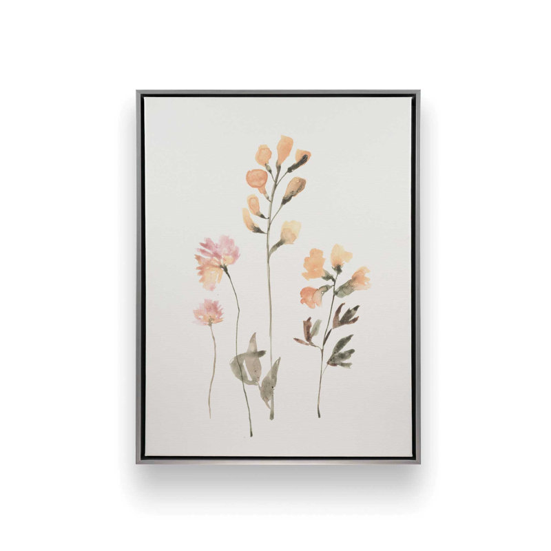 «Sunny Botanical» par Dogwood, L 30 x H 40, Toile avec cadre, Argent