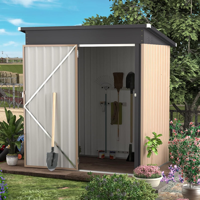 Caitilyn 14 ft. W x 8 ft. 7 in. D Metal Overlap Pent Storage Shed