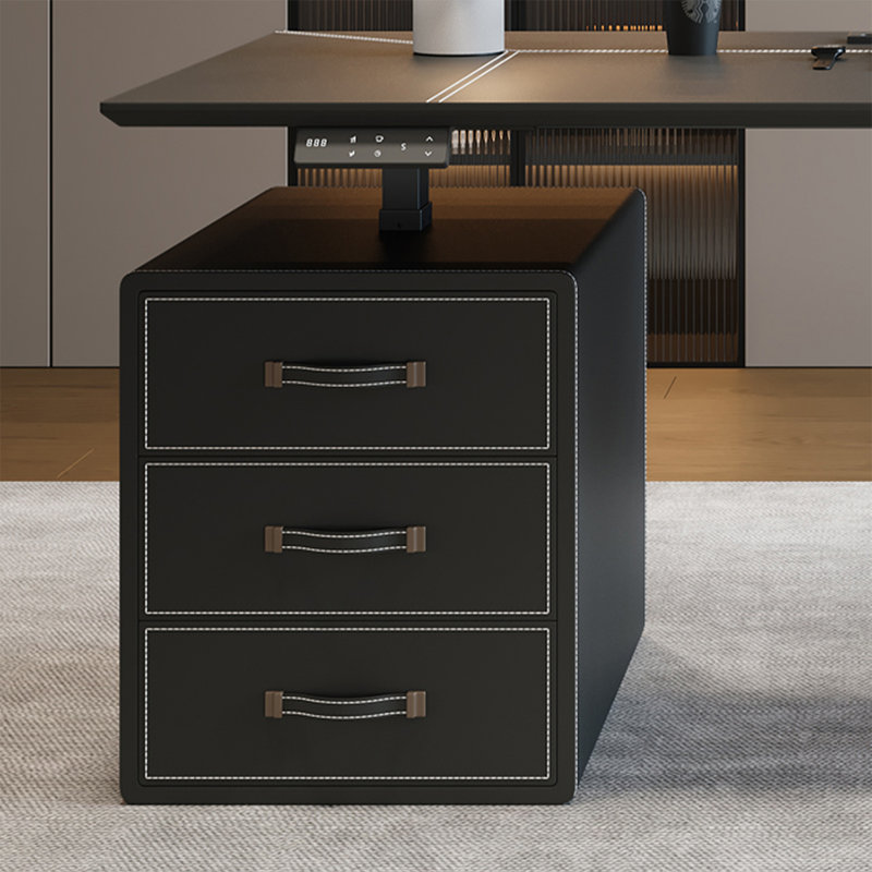 Bureau électrique à hauteur réglable avec armoire, H 25,59 po x l 55,12 po x P 27,56 po