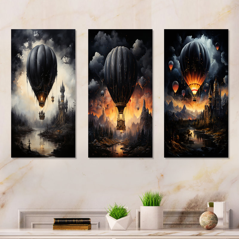 «Dark Balloon Mystery Journey», ensemble de 4 reproductions d'art sur toile, Toile tendue, H 32 po x l 48 po