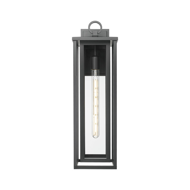 Applique murale d'extérieur 1 lumière de 8 po avec verre transparent Ashland, Clair, 23, Noir mat