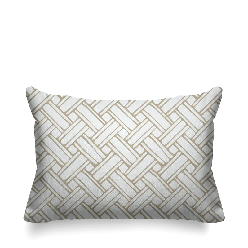 Housse et insert de coussin d'extérieur rectangulaire Karter, Blanc / beige