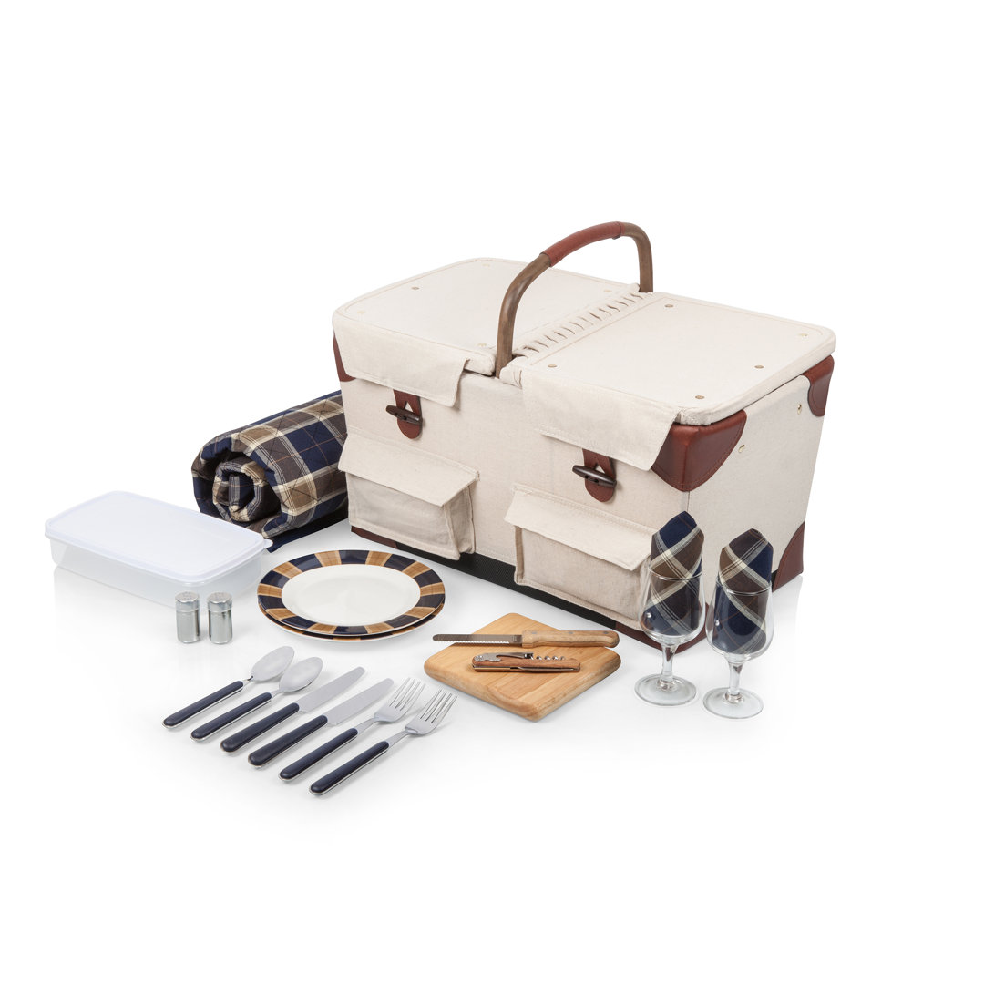 Pioneer Deluxe Picnic Basket with Picnic and Picnic Blanket Picnic Time