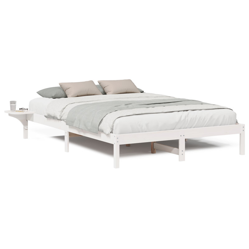Bed Frame Solid Pine Wood, White, European Kingsize (160 x 200 cm)