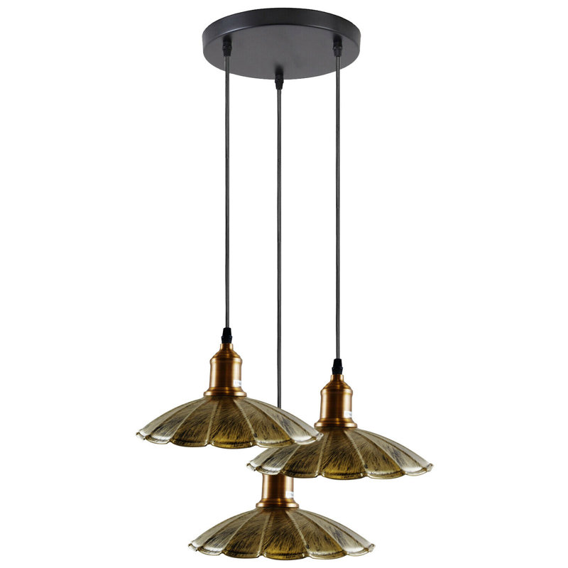Gary 3 - Light Black Cluster Pendant, Brushed Brass