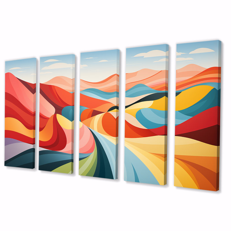 Art mural 5 pièces Minimalist Country Side Rolling II - Meadow, H 28 po x l 60 po
