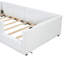 Lit plateforme simple tapissier blanc avec garde-corps et charge rapide - Taille moderne
