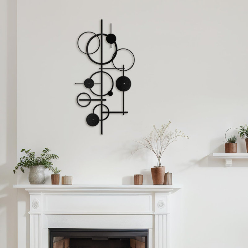 Décoration murale en métal, H 36 po x l 18 po x P 0,05 po, Noir