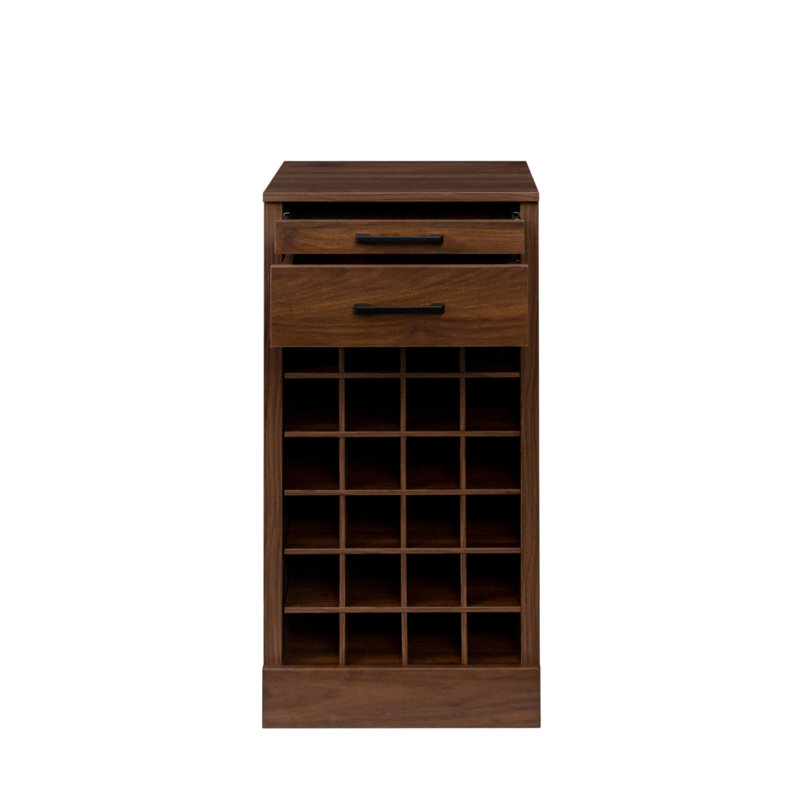 Brown Walnut Color Modular 24 Wine Bar Cabinet Buffet Cabinet, Walnut Brown