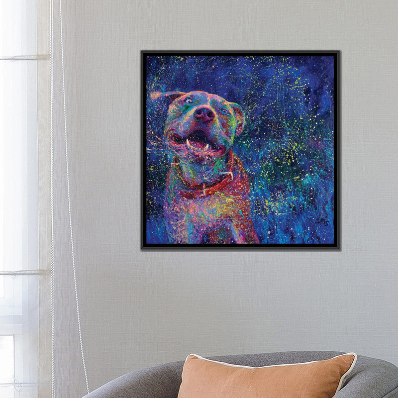 «Blue Chakra» par Iris Scott, impression sur toile tendue, H 18 po x l 18 po x P 1,5 po, Toile avec cadre noir, Pas de tapis