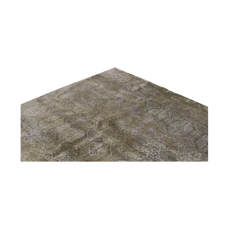 Tapis géométrique en laine noué à la main brun / beige