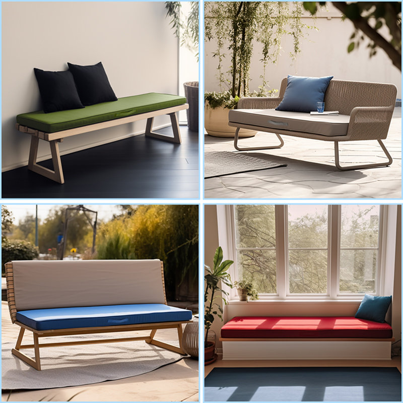 Outdoor Bench Seat Cushion, Blue, 36" W x 14" D