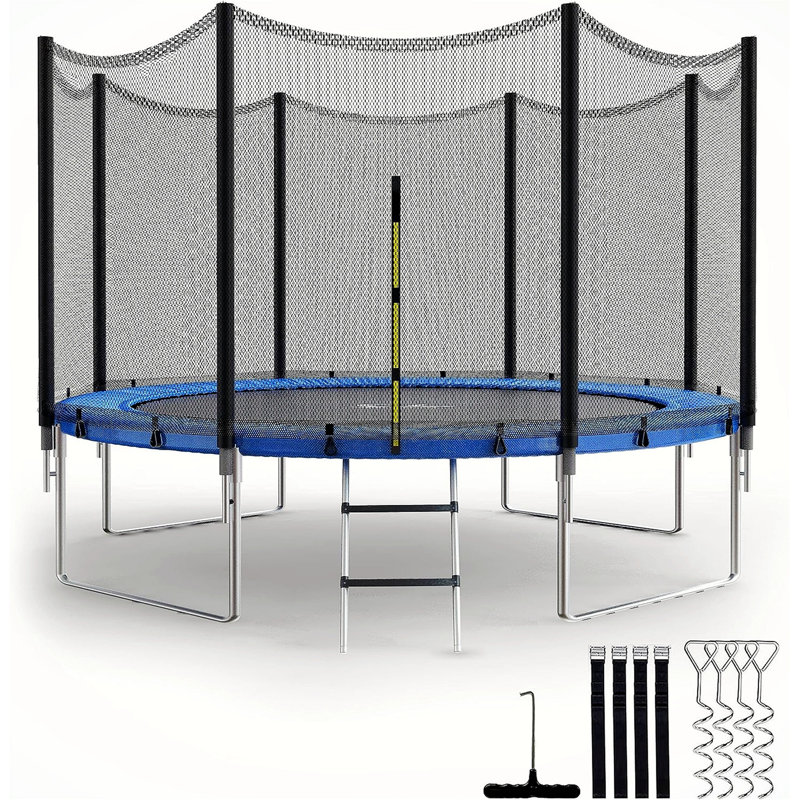Trampoline de style roman avec filet d'enclos