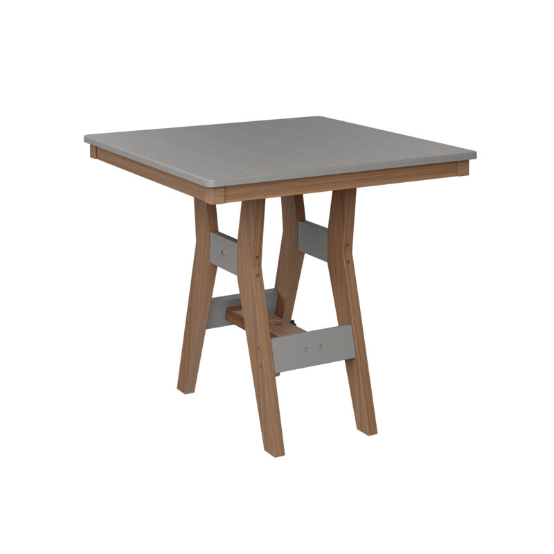 Table de bar carrée 33 po Berlin Gardens Harbor, Acajou antique, H 38,87 po x l 33 po x P 33 po, Gris clair