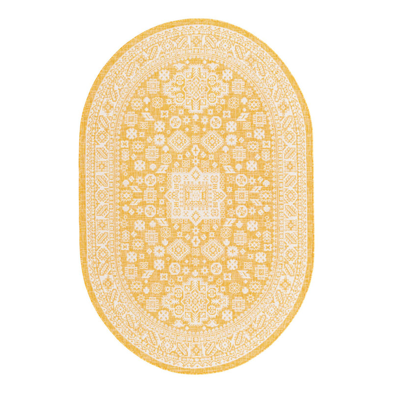 Tapis intérieur / extérieur brun Anaruth, Ovale 5 pi 3 po x 7 pi 10 po
