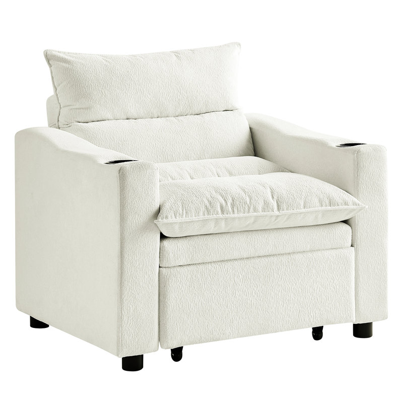 Canapé-lit 31 places convertible beige avec velours pour petit salon, lit ajustable à structure solide et moderne, Beige