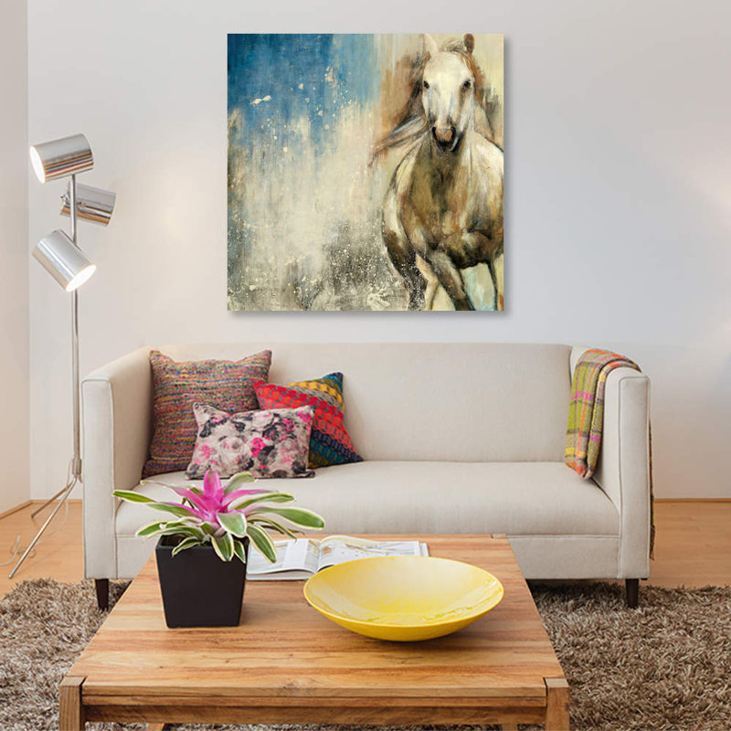 «Horses I», impression sur toile, H 12 po x l 12 po x P 1,5 po, Pas de tapis, Toile tendue