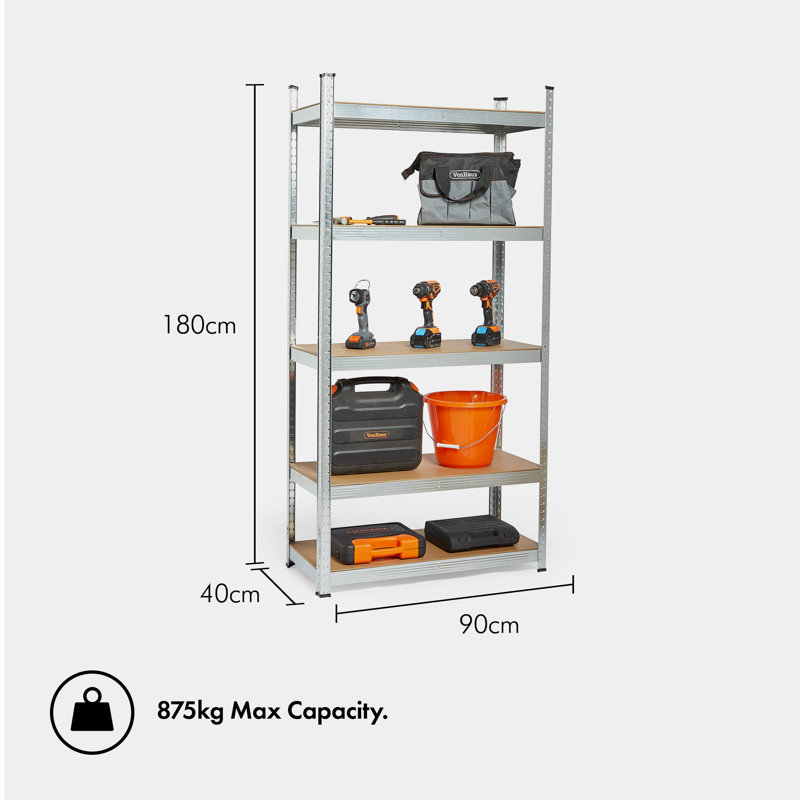90cm W Steel Height -Adjustable Shelving Unit, Brown/White