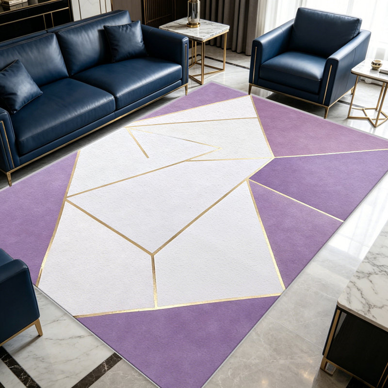 Lavender Gold Geometric carpet-easy to clean, machine-washable, soft and comfortable; suitable for door mats, kitchens, living rooms, bedrooms, corridors, and laundry areas. Easy to clean, durable carpet for home decoration.
