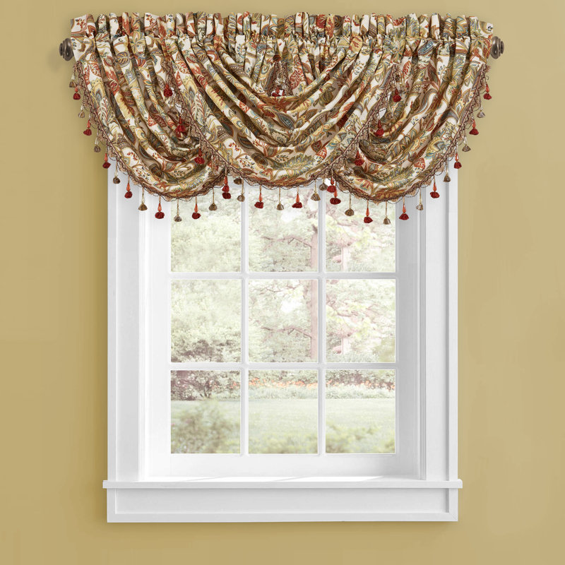 August Multi-Color Cotton Floral Waterfall Valance