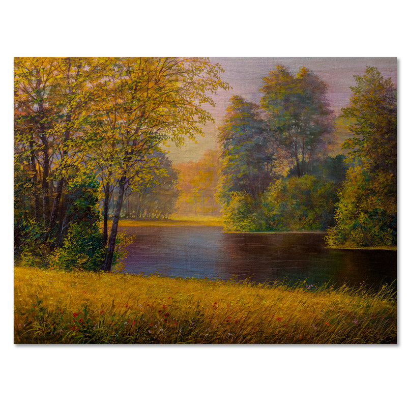 Rivière au printemps II - reproduction d'art murale traditionnelle, H 8 po x l 12 po x P 1 po, Bois de pin
