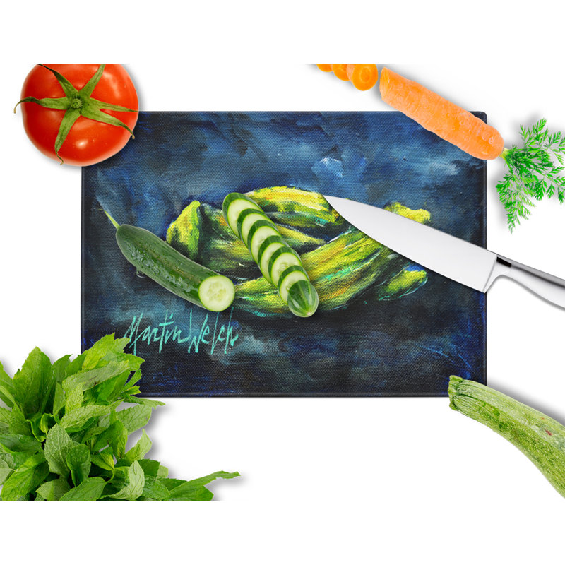 Planche à découper bleu okra en verre trempé caroline