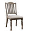 Chaises de salle à manger en bois massif gris antique, 2 pièces, avec coussin en tissu et pieds tournés, meubles de style transitionnel courbés pour la pièce