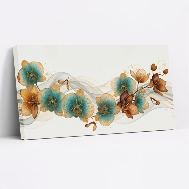 Ensemble de 1 tableau sur toile « Vagues florales », L 32 po x H 16 po, Wrapped Canvas