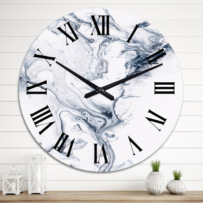 Marbre liquide Art dans les tons de gris II - horloge murale moderne