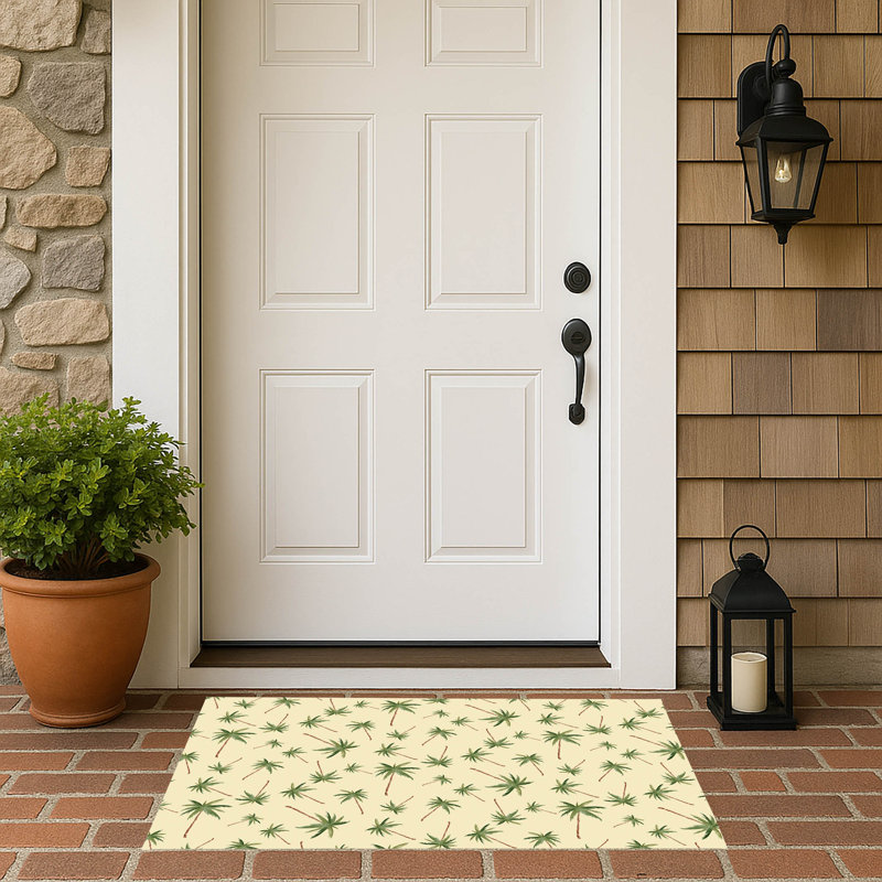 Summer Palms Outdoor Doormat, Yellow, 34'' W x 21'' L