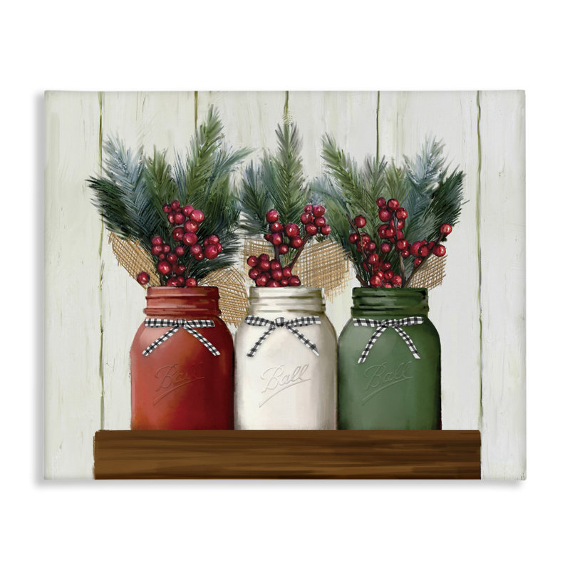 «Festive Holiday Jars Christmas Berry Bouquets» par Ziwei Li - impression, H 36 po x l 48 po