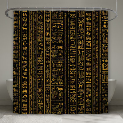 Gold Egyptian Hieroglyphs Shower Curtains Extra Long