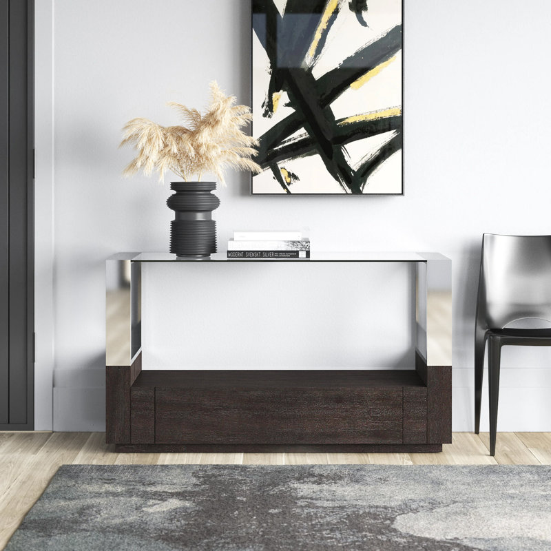 Ahlers 50'' Glass Top Console Table