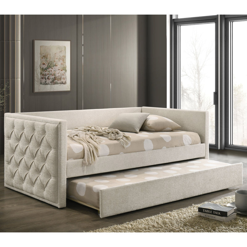 Jabrell Daybed With Trundle, Beige