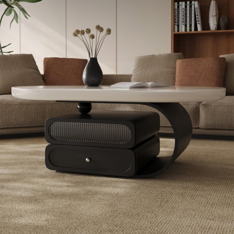 Rock plate oval coffee table, 16.5" H x 51.2" L x 23.6" W