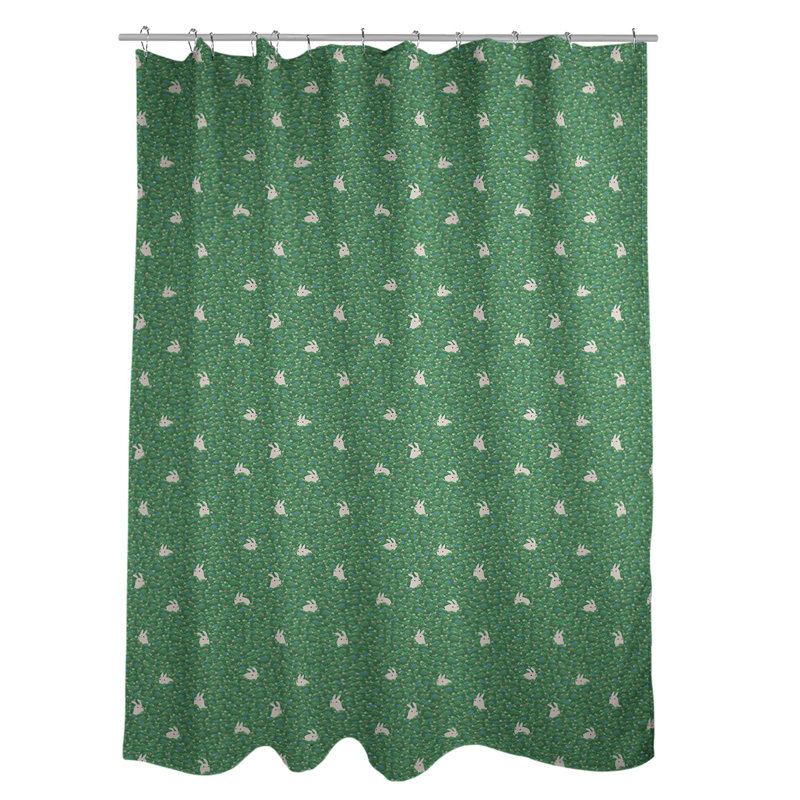 Rideau de douche simple Rabbit Rabbit, Bleu / Rose / Vert