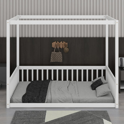 Canopy Frame Floor Bed With Fence