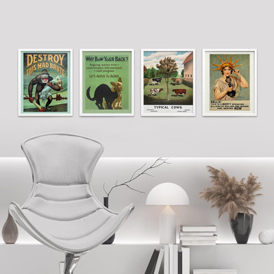 " 1920s Vintage Poster Art Deco Nouveau " 4 - Pieces