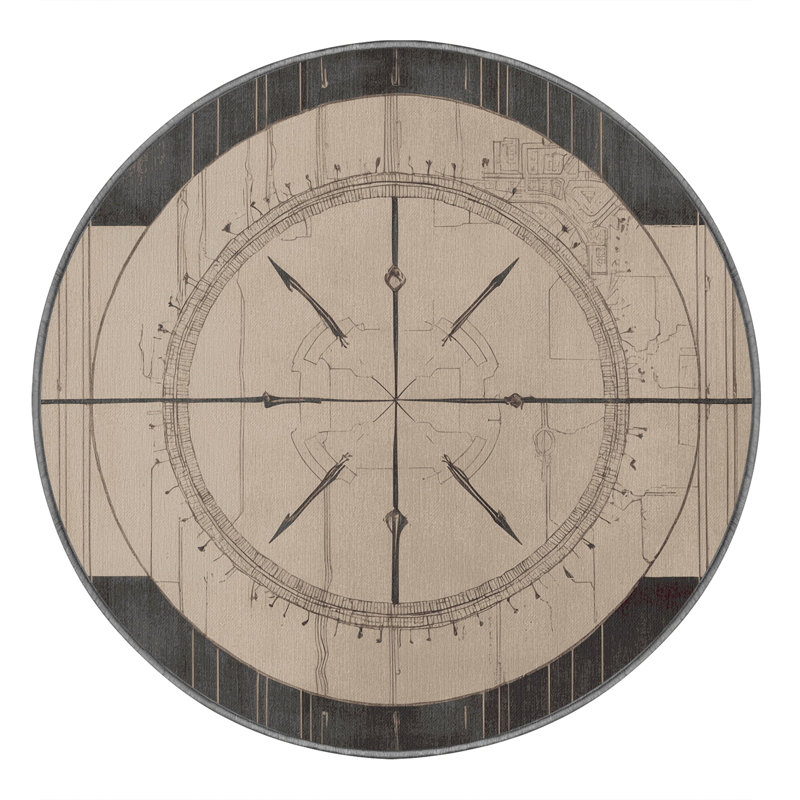 Courtly Canvas Rug, Round 7'